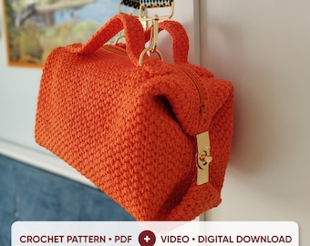 Guida passo passo per filato grosso, borsa estiva boho, tutorial PDF e video per principianti, modello di borsa a tracolla all'uncinetto facile, lezione di borsetta fai da te