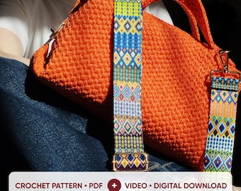 Häkelanleitung für eine Tasche (PDF + Video-Tutorial), Häkelanleitung für eine Handtasche, DIY-Anleitung zum Häkeln einer Geldbörse, Taschenherstellungsanleitung, Geschenkidee zum Selbermachen, Digitaler Download