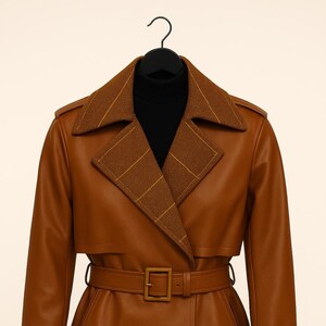 レザートレンチコート 本革 ブラウン ベルト ダブル釦 ヴィンテージ 予約]ヴィンテージレザートレンチコート/ブラウン – Lumier