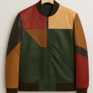 ジャケット・アウター Handmade Patchwork Leather Bomber Handmade Patchwork Leather Bomber Jacket: Vintage Style