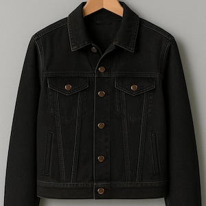 Zwart spijkerjack | Klassiek spijkerjack voor heren en dames | Bovenkleding in vintagestijl met knopen