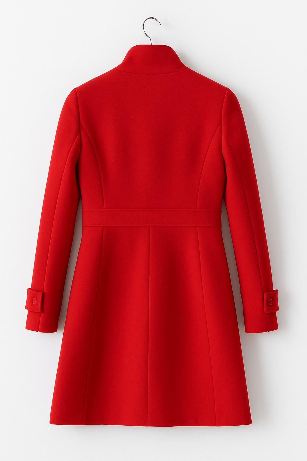 Red Wool Peacoat - Double-breasted Winter Coat, Vintage