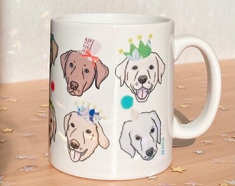 Labrador Mug (lab gift, dog birthday present, dog lover, black, chocolate, golden, cute, design, hand drawn, fun, funny, puppy)