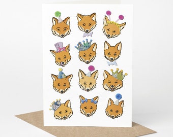 Fox Birthday Card (funny fox card, fox illustration, fox birthday card, cute fox card, fox lover card)