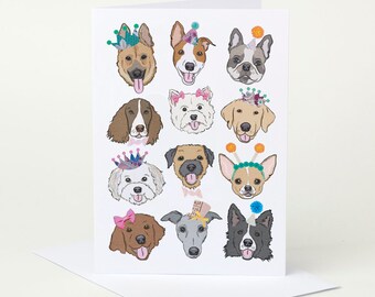 Dog Breeds Birthday Card (dog birthday card, dog lover, dog design, cute dog card, fun dog card, dog holidays card, dog breeds)