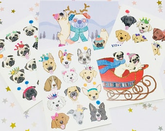 Dog Christmas Card Pack Pick 'N Mix labrador, border collie, french bulldog, alsatian, spaniel, chihuahua, jack russell, greyhound, whippet