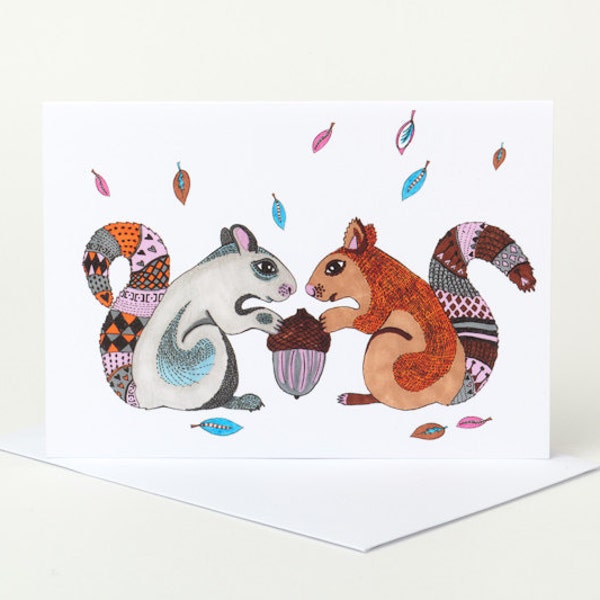 Two Little Squirrels Greeting Card