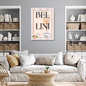 Bellini Cocktail Print – Digital Download | Modern Wall Art in Fun Colours | Bar Cart Decor | Peach Drink Recipe Poster