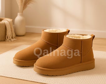 Winter Snow Boots For Women, Warm Cashmere Thick Sole Half Slippers, Cozy Winter Footwear for Indoor, Perfect Gift for Her, Christmas Gift