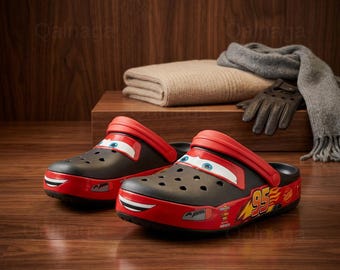 Lightning McQueen Cars Shoes | Cartoon Race Car Clogs for Adults | Anti Slip Garden Shoes | Cute Couple Summer Slippers | Outdoor Pool Gifts