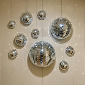 Disco Ball Wall Art – Glass Mirror Tile Retro Wall Hanging | Funky 70s Glitter Decor | Party Vibes Accent | Gift for Her | Boho Wall Decor