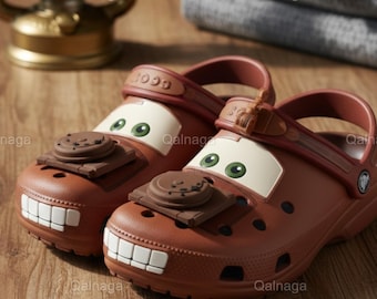 McQueen Cartoon Car Slide Sandals Waterproof Casual Slippers for Adults Fun Summer Indoor Outdoor Shoes Gift for Him or Her