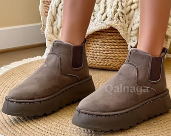 Stylish Winter Snow Boots | Plush Warm Snow Ankle Boots | Christmas Casual Footwear | Non - Slip Comfort