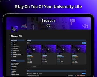 Sistema operativo para estudiantes Notion: Planificador estudiantil / Panel de control universitario, Seguimiento de calificaciones (Descarga digital)