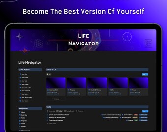 Life Navigator Notion Life Planner | Goal System, Habit Tracker (Digital Download)