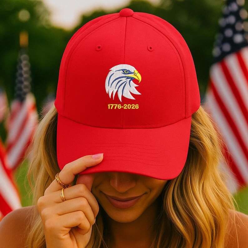 1776-2026 Eagle Hat, America Embroidered Cap, Patriotic Dad Hat, USA 250th Anniversary Hat, Fourth of July Hat, American Eagle Cap bild 3