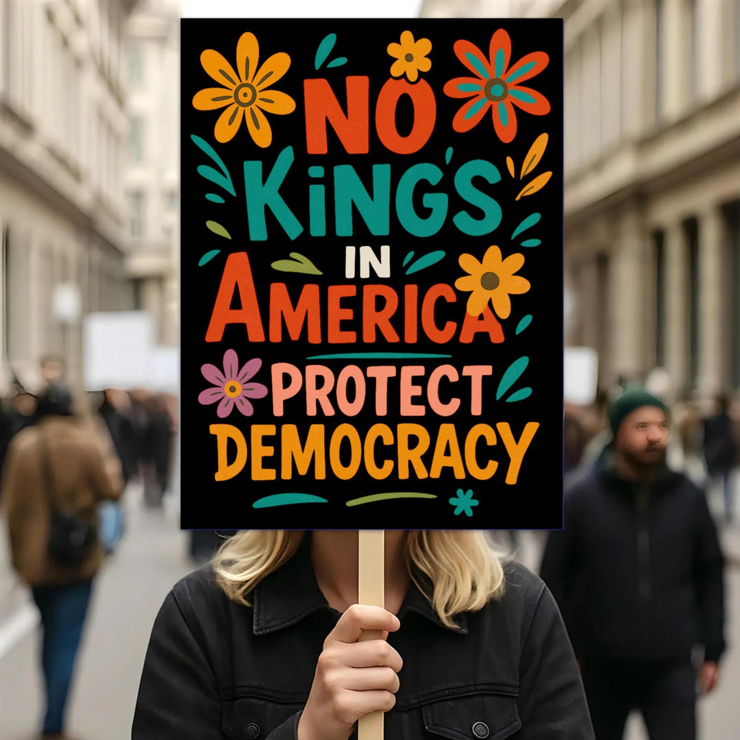 No Protect Protect Democracy Sign, No Kings in America Anti-trump Poster ,freedom ...