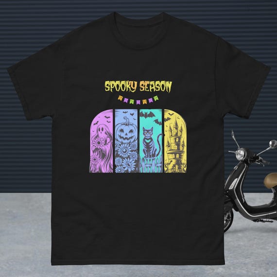 Vintage Halloween Graphic Tee – Retro Ghost, Pumpkin & Spooky Cat Shirt Unisex