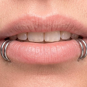 8Pcs Stainless Steel Vampire Fangs Lip Rings – Surgical Steel Non-Pierced Snake Bites Gothic Jewelry