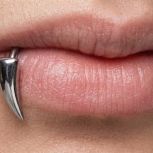 Vampire Fang Lip Cuffs, Stainless Steel Non-Piercing Gothic Fangs, Fake Snake Bite Jewelry, Halloween Cosplay Accessory, Alt Goth Gift