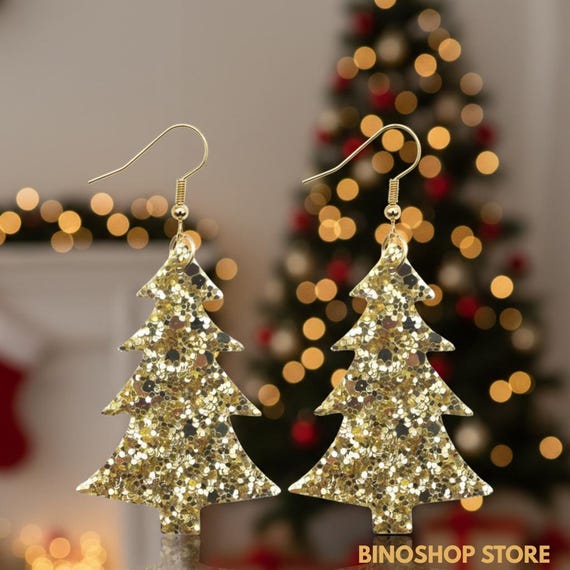 Sparkling Green Christmas Tree Earrings | Festive Holiday Dangles | Unique Christmas Jewelry Gift