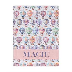 Gepersonaliseerde heteluchtballon nertsdeken, gezellige plaid, cadeau voor kinderen, babyshower aandenken, decor kinderkamer, zachte deken voor meisjes