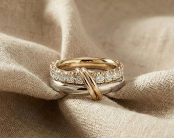 Anillo SPINELLI KILCOLLIN / Anillo de eternidad de moissanita / Anillo grueso apilado / Regalo para ella