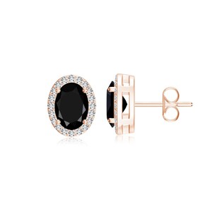 Black Onyx Stud Earrings: Gold Plated Sterling Silver, Moissanite Accent