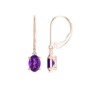 Amethyst Stud Earrings: Oval Sterling Silver Handmade Moissanite Jewelry