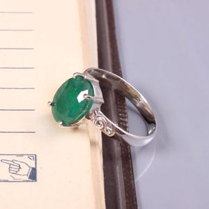 Emerald Gemstone Ring | Emerald Ring, 925 Sterling Silver Tiny Ring | Handcrafted Emerald Ring | May Birthstone Ring | Gift For Her