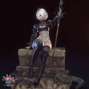 Nier - 2B STL File 3D Model for Resin Printing Figure - HQ  Diorama Digital Statue