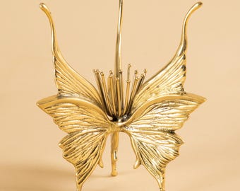 Sculpture papillon fabriquée à la main en laiton, art en métal élégant, figurine décorative inspirée de la nature, décoration en laiton, cadeaux Diwali
