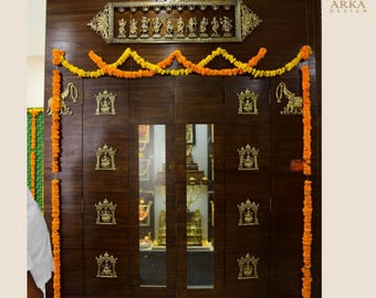 Handgjord mässings Dasavatar väggbonad, traditionell hinduisk dekor, tempel- och hem Pujakonst