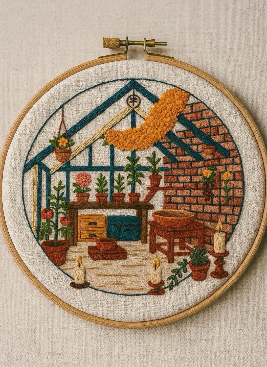 Greenhouse Pattern Greenhouse Embroidery Pattern: Cottagecore Garden Room Hoop Art (PDF ...