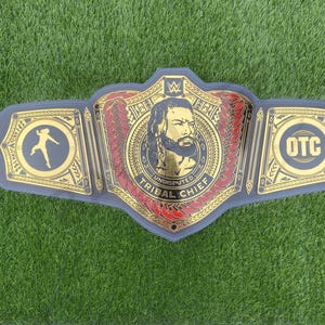 Roman Reigns Tribal Chief Championship Replica Title Belt | 2MM-4MM Brass Replica | Wrestling Fan Gift | Genuine Leather | Gift for Him