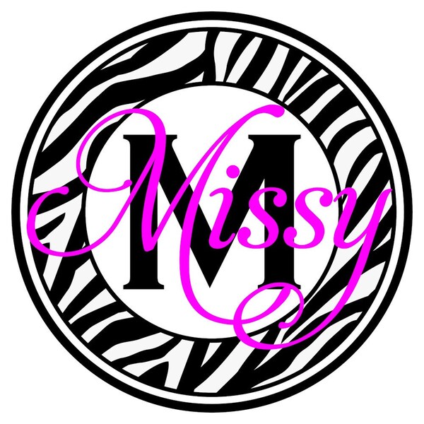 Zebra Print Monogram Wall Decal Sticker