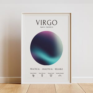 Virgo Zodiac Wall Art • Virgo Horoscope Poster • Printable Astrology Print • Modern Virgo Home Decor • Virgo Birthday Gift