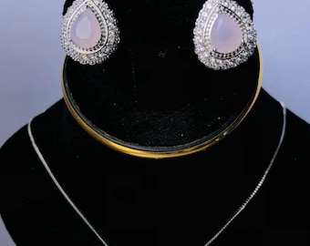 Elegante Teardrop Halskette und Ohrringe Set - Braut, Abschlussball und Geschenk Schmuck - Erhältlich in Türkis, Smaragd, Klar & Blau - Geschenk für Sie