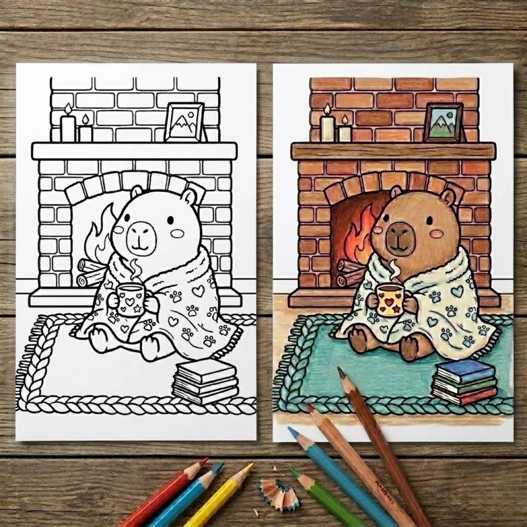 Cozy Capybara Coloring Book for Adults & Teens | Cute Kawaii Capybara ...