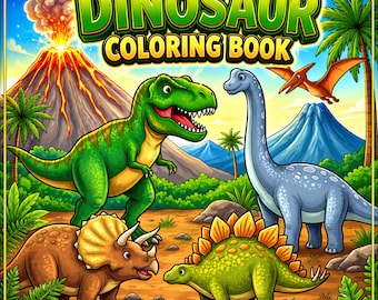Målarbok med dinosaurier för vuxna och tonåringar | Målarbilder med dinosaurier | Förhistoriska dinosaurier | PDF utskrivbar direktnedladdning