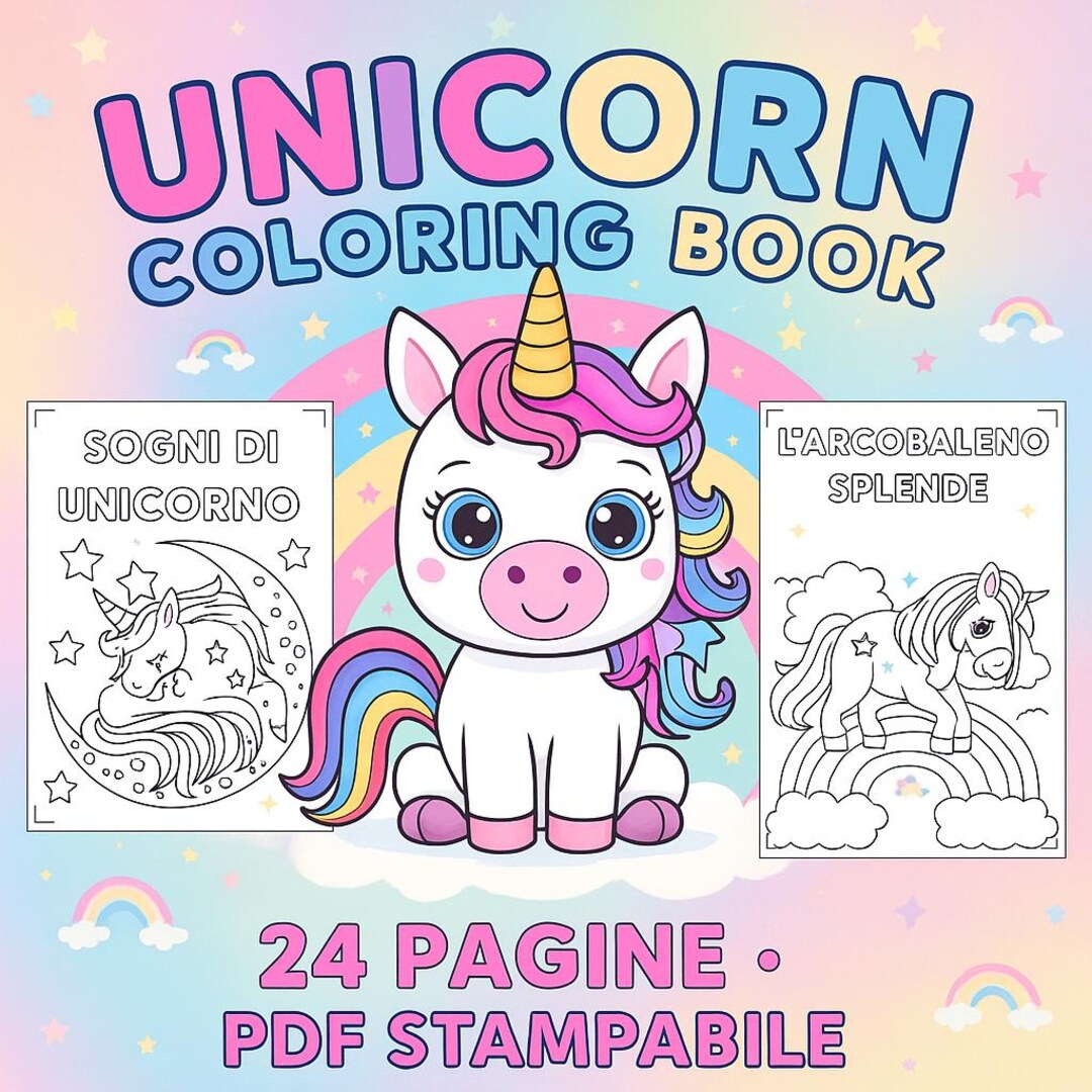 Magical Unicorn Coloring Book: Printable Activity for Kids (24 A4 Pages ...