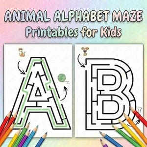 Animal Alphabet Maze Printables for Kids | ABC Letter Mazes | Preschool Learning Activity PDF
