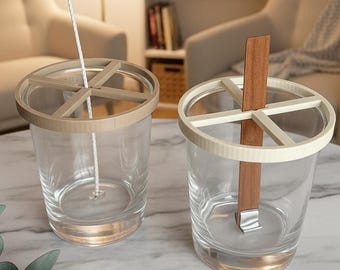 Colocador universal de mechas para velas, soporte de madera y algodón compatible con diversos recipientes, soporte individual para mechas en la elaboración de velas.