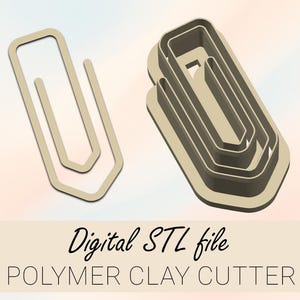 Classic Paperclip Bookmark Polymer Clay Cutter, Digital STL File, Paperclip Clay Cutter, Cookie Cutter, Earring & Jewelry Maker Supplies