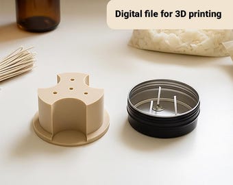 Archivo STL para colocar mechas de algodón, herramienta para centrar mechas de velas, herramienta para sujetar mechas de velas, archivo STL (2 piezas), archivo digital