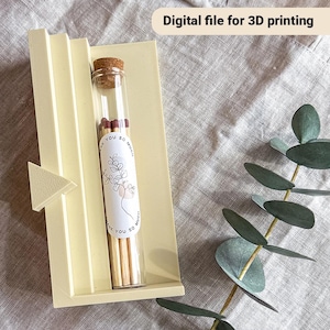 May include: A light yellow gift box with a clear glass tube containing matches. The tube has a cork stopper and a label that says "Thank You So Much". The text "Digital file for 3D printing" is at the top.