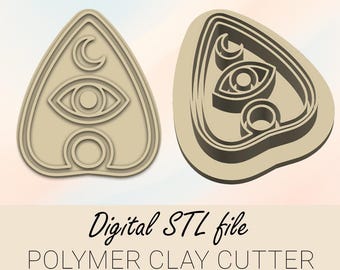 Cortador de arcilla polimérica con forma de tabla Ouija, cortador de planchette con diseño de sí o no, archivo STL digital, cortador de arcilla de Halloween inspirado en la tabla Ouija, cortador de galletas