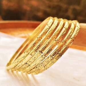 18k Gold Plated Indian Bangle Set Of 6, Handmade Jewelry, Gift For mum