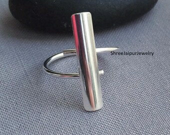 Sterlingzilveren staafring: minimalistische geometrische sieraden
