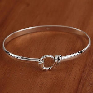 Adjustable Silver Bangle Bracelet – Minimalist Jewelry Gift, Dainty Everyday bangle ,Elegant Silver Bangle Handmade Silver Bangle Gift